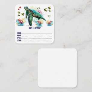 Sea turtle underwater watercolor Style Square Business Card