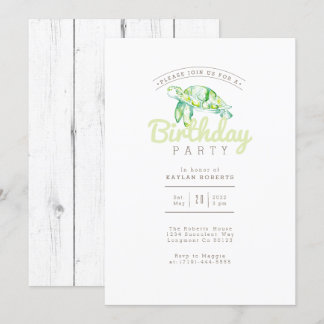 Sea Turtle Watercolor | Birthday Party Invitation
