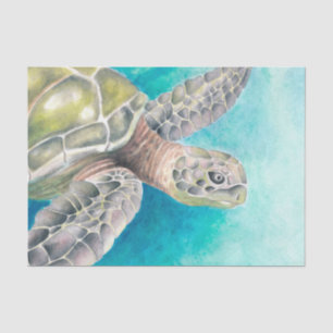 Sea Turtle Watercolor Green Tissue Paper