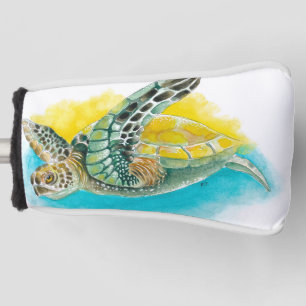 Sea Turtle Watercolor ink Green Golf Head Cover