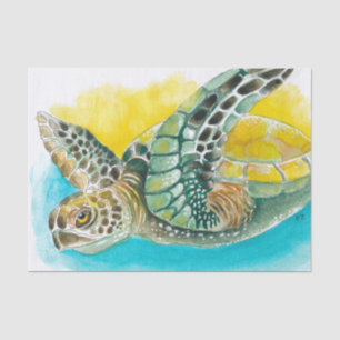 Sea Turtle Watercolor ink Green Tissue Paper