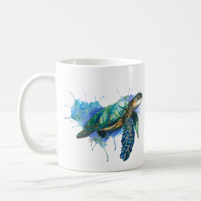 Sea Turtle Watercolor Mug (Left)