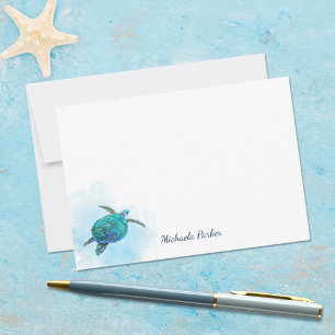 Sea Turtle Watercolor Ocean Personalised Card