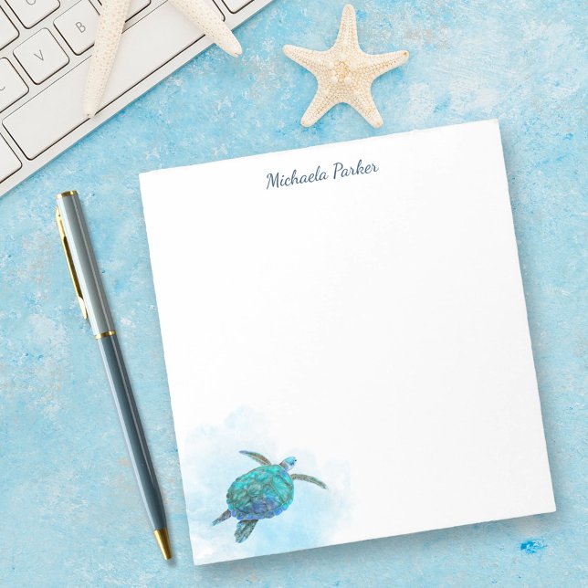 Sea Turtle Watercolor Ocean Personalised Notepad (Creator Uploaded)