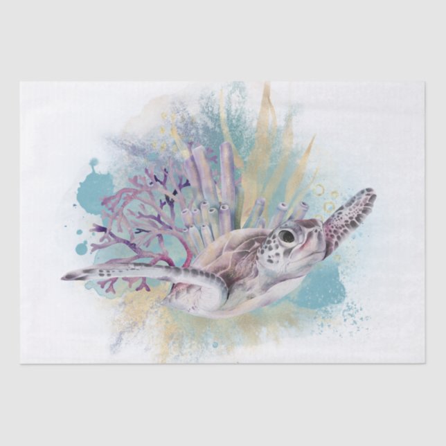 Sea Turtle Watercolor Tissue Paper (Front)