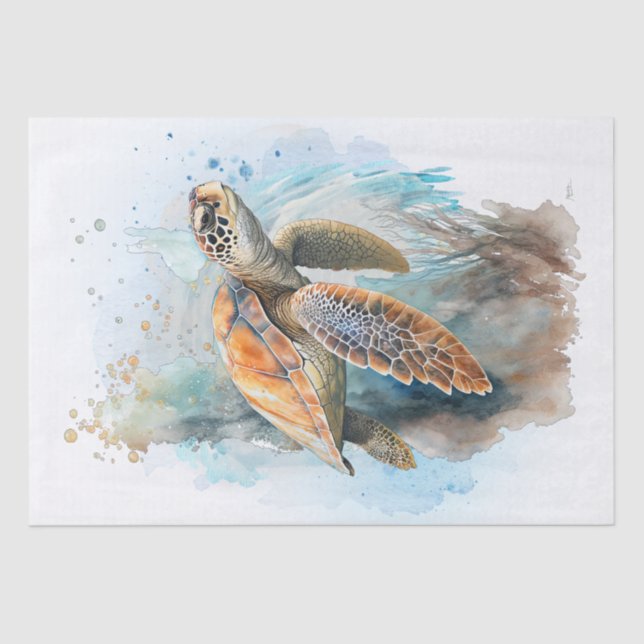 Sea Turtle Watercolor Tissue Paper (Front)