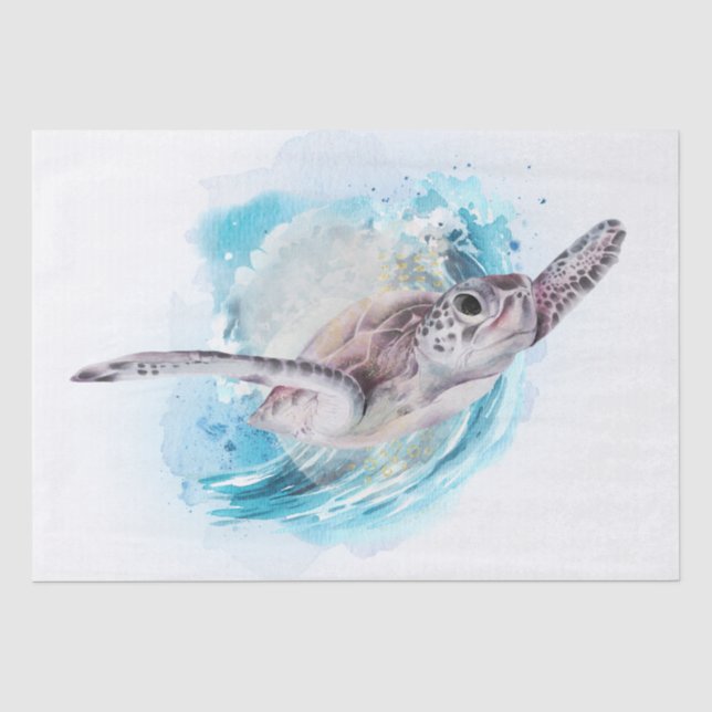 Sea Turtle Watercolor Tissue Paper (Front)
