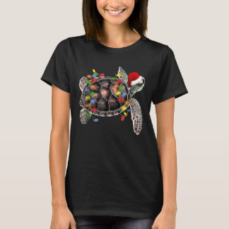 Sea Turtle Wearing Santa Hat Merry Christmas T-Shirt