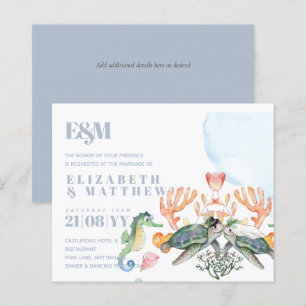 Sea Turtle Wedding Featuring Bride and Groom