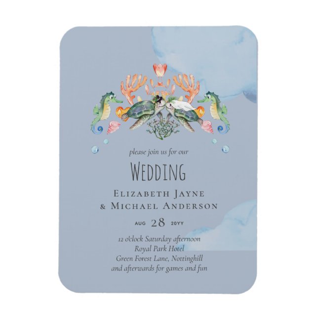 Sea Turtle Wedding Featuring Bride and Groom Magnet (Vertical)