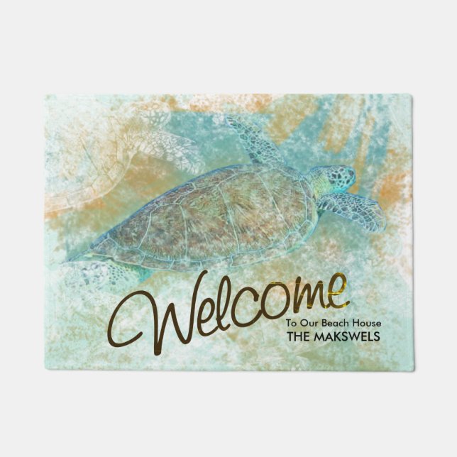  Sea Turtle Welcome To Beach House Doormat (Front)