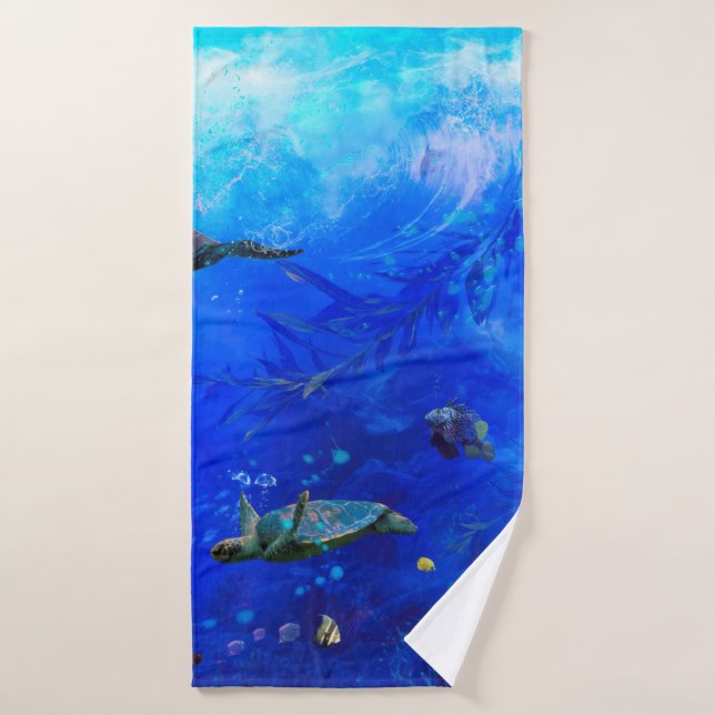 Sea Turtle WIND ON THE WATER Bath Towel (Bath Towel)