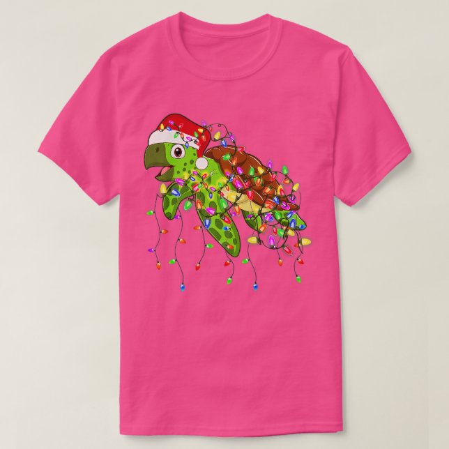Sea Turtle with Christmas Lights Premium  T-Shirt (Design Front)