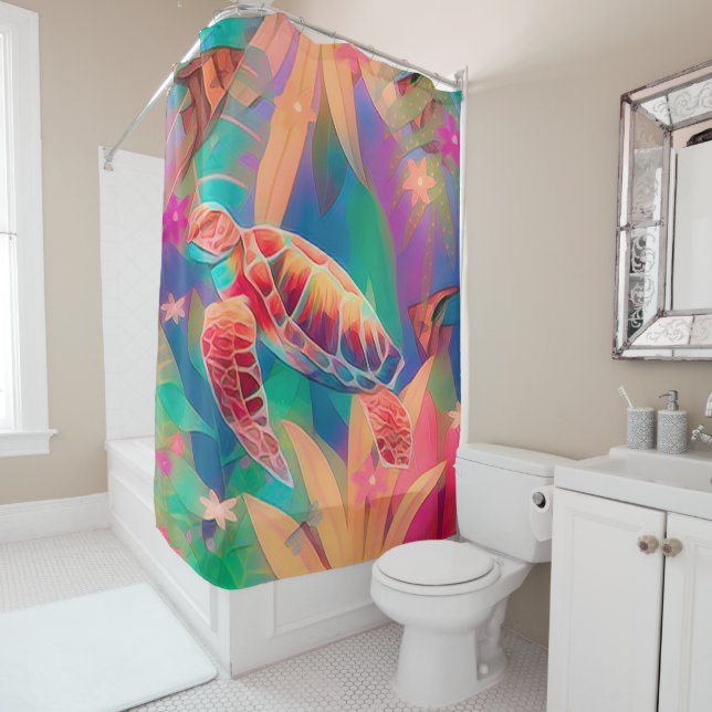 Sea Turtles and Angelfish Shower Curtain (In Situ)
