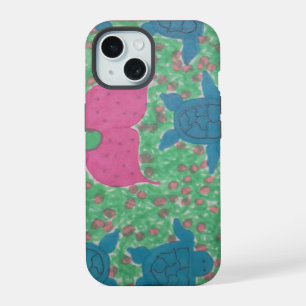 Sea Turtles and Flowers Tropical Art iPhone 15 Case