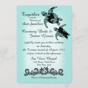 Sea Turtles and Shell Garland Invitation