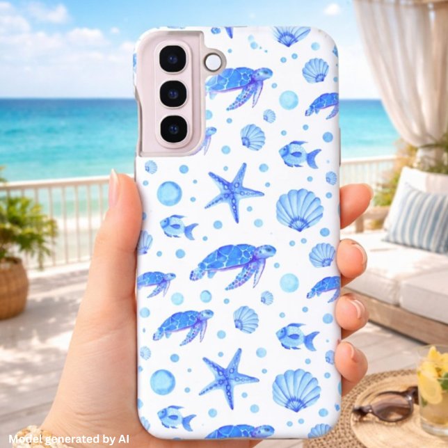 Sea Turtles and Shells - Ocean-Inspired Design Samsung Galaxy S22 Case (Creator Uploaded)