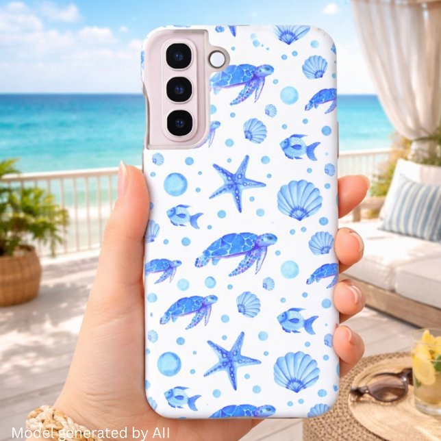Sea Turtles and Shells - Ocean-Inspired Design Samsung Galaxy S22 Case (Creator Uploaded)