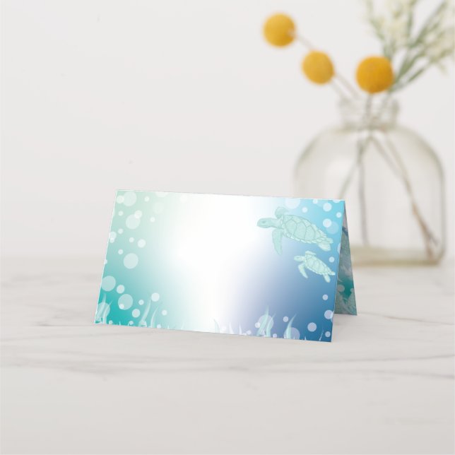 Sea Turtles Baby Shower Under the Sea Place Card (Front)