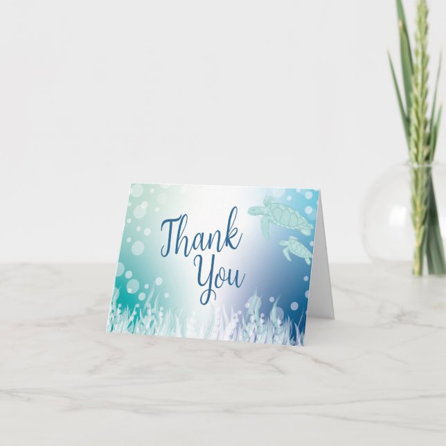 Sea Turtles Baby Shower Under the Sea Thank You Card (Front)