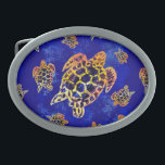 Sea Turtles Batik African Art Belt Buckle<br><div class="desc">African Batik Style Repeat Pattern Sea Turtles. Wax Fabric abstract design created on Digital Art. Copyright BluedarkArt TheChameleonArt.</div>