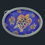 Sea Turtles Batik African Art Belt Buckle<br><div class="desc">African Batik Style Repeat Pattern Sea Turtles. Wax Fabric abstract design created on Digital Art. Copyright BluedarkArt TheChameleonArt.</div>