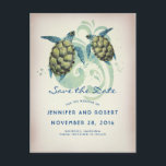 Sea Turtles Beach Tropical Save the Date Announcement Postcard<br><div class="desc">Turtle couple save the date postcards</div>