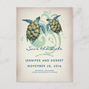 Sea Turtles Beach Tropical Save the Date Announcement Postcard