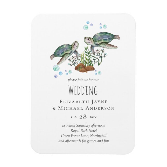 Sea Turtles Beach Wedding Magnet (Vertical)