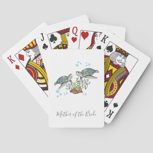 Sea Turtles Beach Wedding Playing Cards (Back)