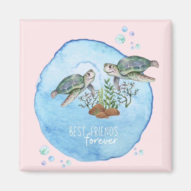 Sea Turtles BFFs - Personalised Best Friends Gifts Magnet (Front)