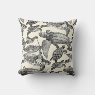 sea turtles black pearl cushion