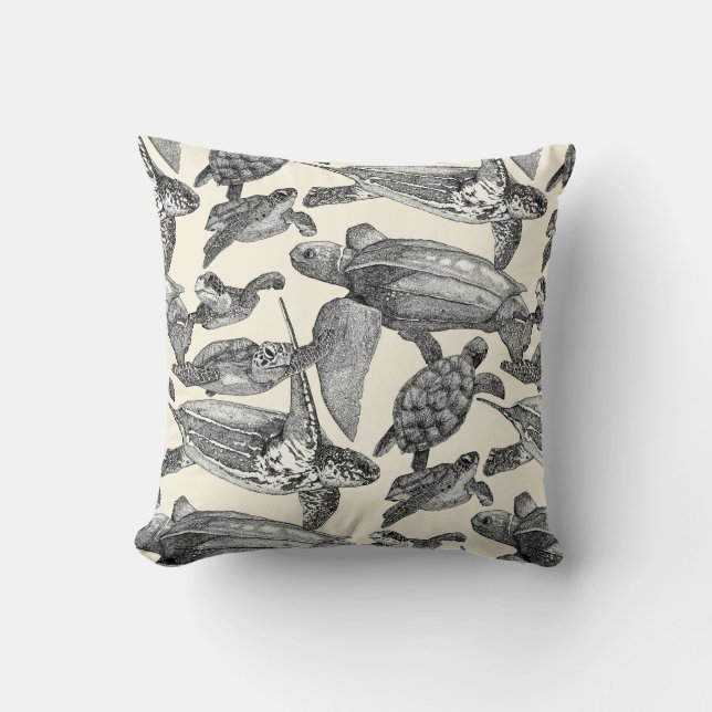 sea turtles black pearl cushion (Front)
