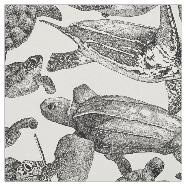 sea turtles black pearl fabric (Swatch)