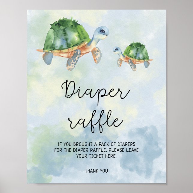 Sea turtles - Diaper raffle poster (Front)