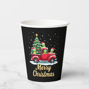 Sea Turtles Driving Christmas Tree Truck Turtle Ch Paper Cups