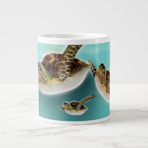 Sea Turtles Illustration Large Coffee Mug