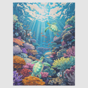 Sea Turtles In Beautiful Scenic Ocean Decoupage Tissue Paper