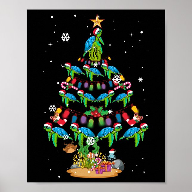 Sea Turtles Lover Xmas Sea Turtle Christmas Tree Poster (Front)
