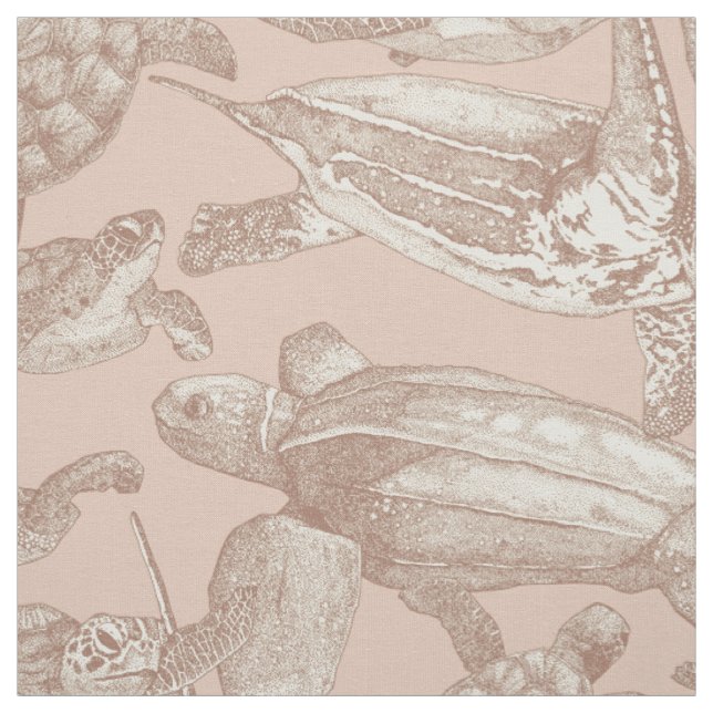 sea turtles mocha mousse cream tan fabric (Swatch)
