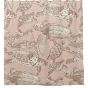 sea turtles mocha mousse cream tan shower curtain