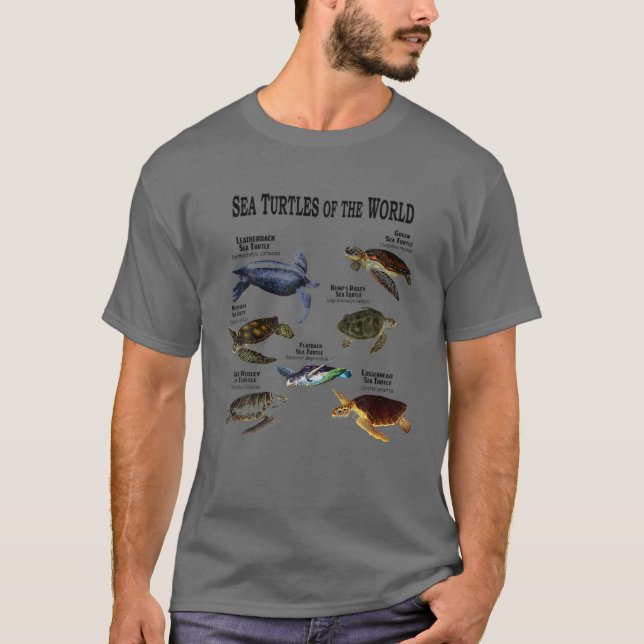 Sea Turtles Of The World Turtle Lovers T-Shirt (Front)