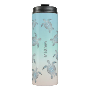 Sea Turtles Pattern Beach  Style Monogram Thermal Tumbler