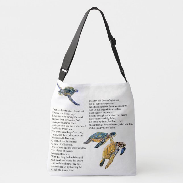 Sea Turtles Poem Prayer Peace Shoulder Tote Bag (Back)