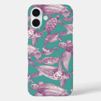 sea turtles purple turquoise