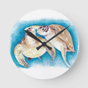 Sea Turtles Round Clock