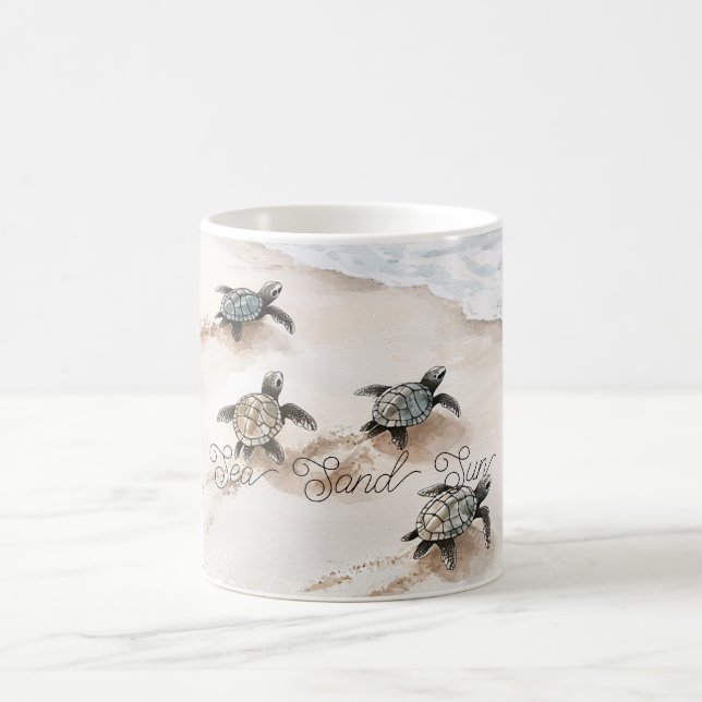  Sea Turtles Sand Sun Beach Coffee Mug (Center)