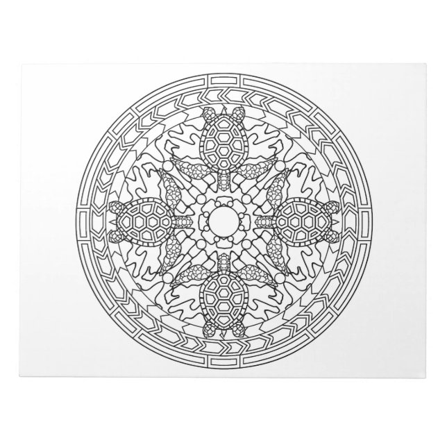 Sea Turtles Seaturle Mandala Pattern Colour Book Notepad (Front)