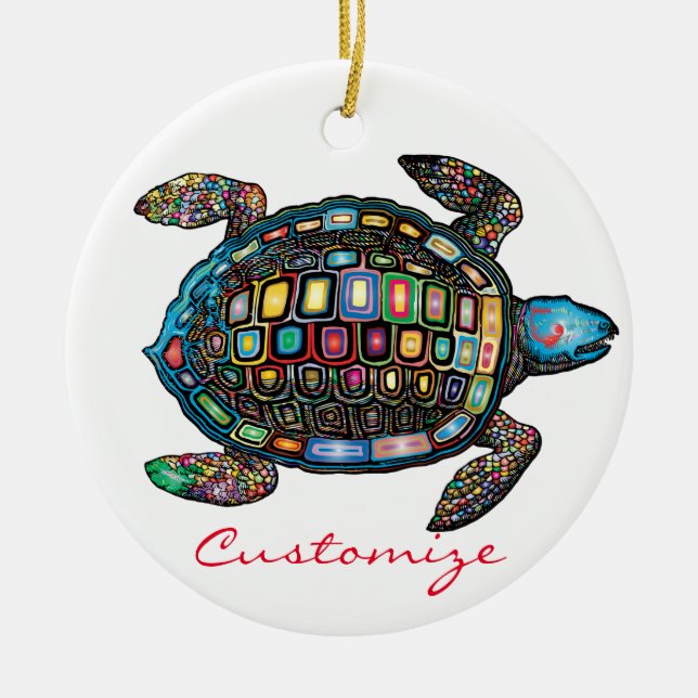 Sea Turtles Thunder_Cove Ceramic Tree Decoration (Front)