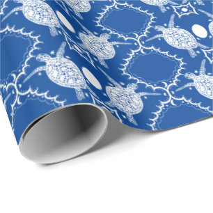 Sea Turtles Tortoise Moons Ocean Pattern Gift Wrapping Paper